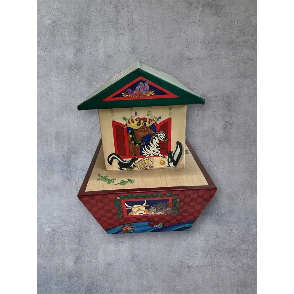 Hallmark Noahs Ark Decorative Gift Box Christmas Nursery Storage Multicolor